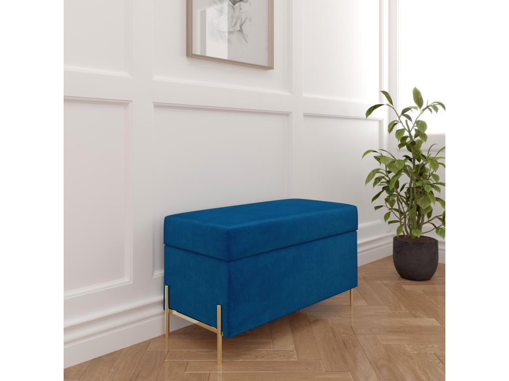 Panca in velluto blu, 80 x 37 cm