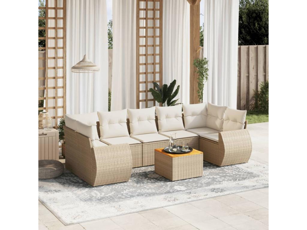 Set di mobili da esterno in vimini intrecciato in resina beige - dlz1766568266971