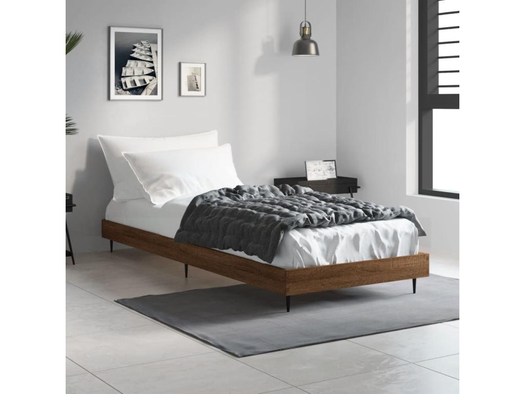 Struttura letto in legno ingegnerizzato marrone, 75 x 190 cm