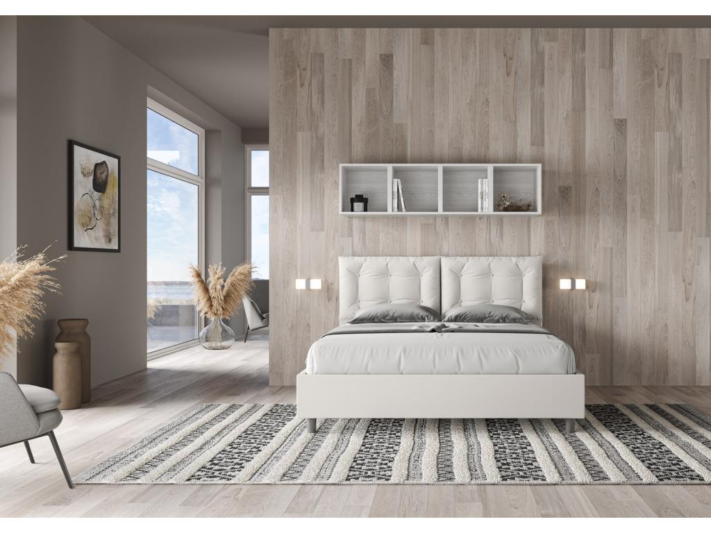 Letto in similpelle bianca, 160 x 190 cm