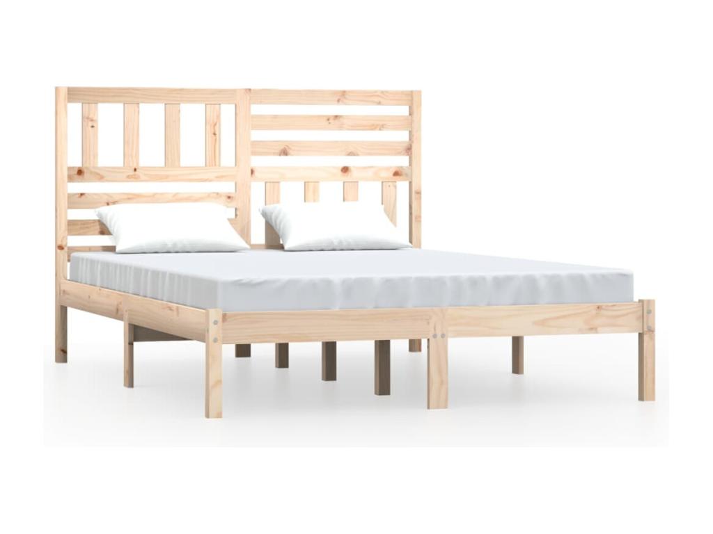 Struttura letto in legno di pino marrone, 135 x 190 cm