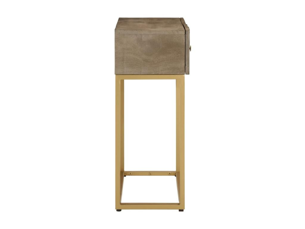 Tavolo in legno massello naturale, 90 x 30 x 76 cm