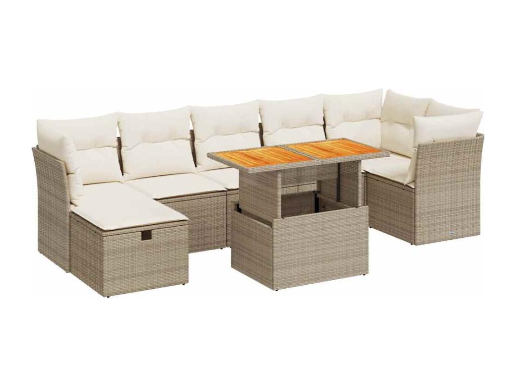 Set di mobili da esterno in vimini intrecciato in resina beige - dlz1766568525614
