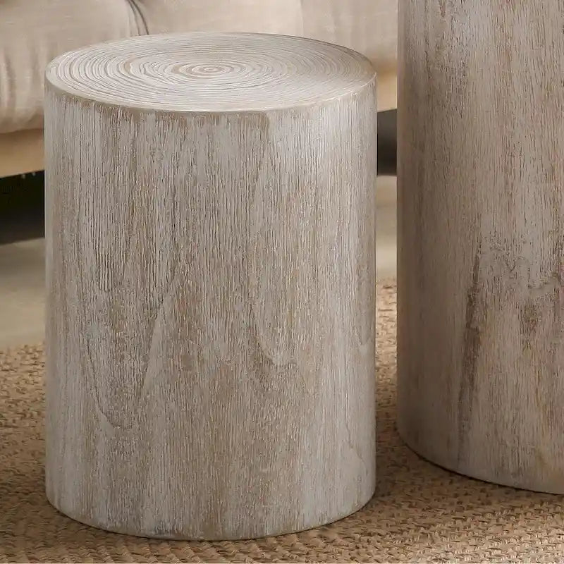 Set di 3 tavolini rotondi in legno con anelli trasparenti e visibili, tavolino laterale per soggiorno completamente assemblato
