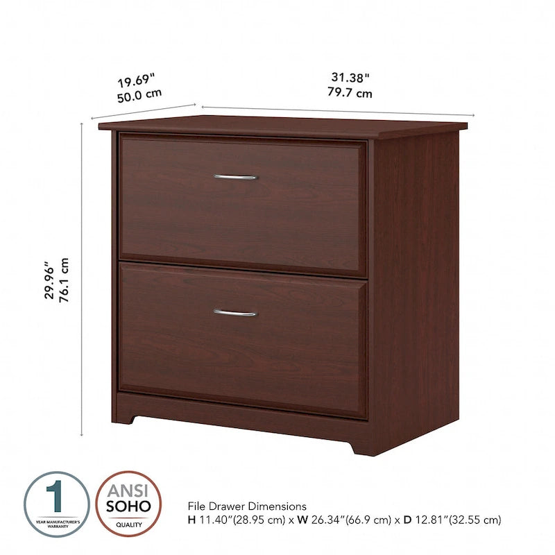 Mobiletto portadocumenti laterale a 2 cassetti Cabot di Bush Furniture