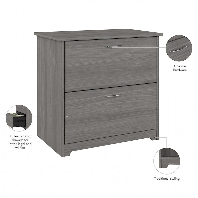 Mobiletto portadocumenti laterale a 2 cassetti Cabot di Bush Furniture