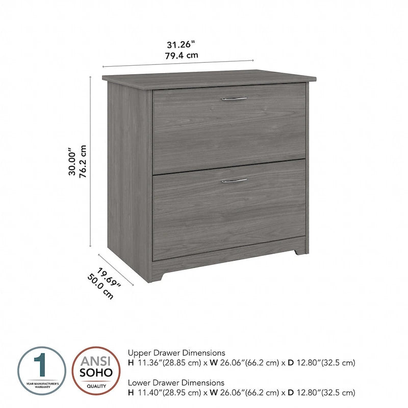 Mobiletto portadocumenti laterale a 2 cassetti Cabot di Bush Furniture
