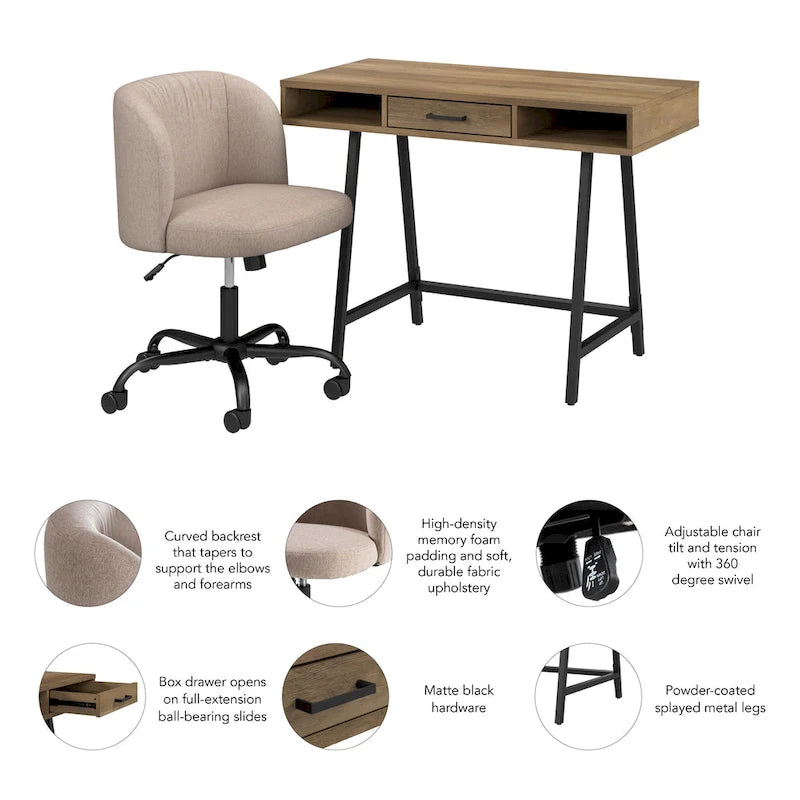 Set di scrivania e sedia Steele Small di Bush Furniture per l'ufficio domestico