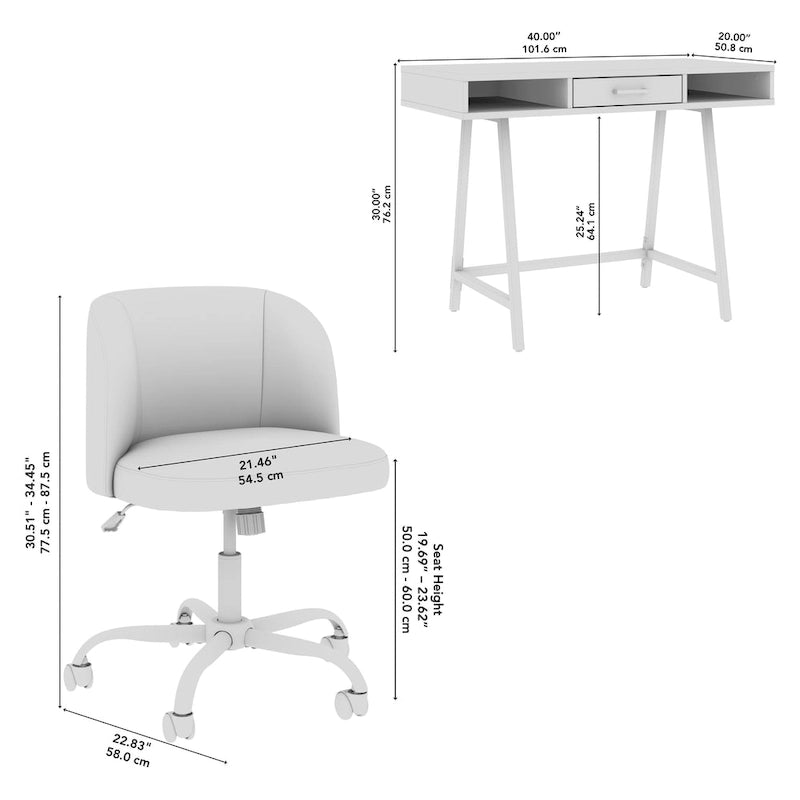 Set di scrivania e sedia Steele Small di Bush Furniture per l'ufficio domestico