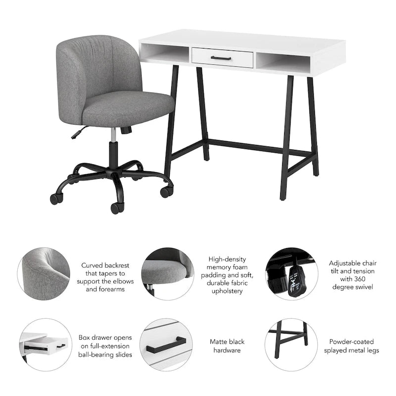 Set di scrivania e sedia Steele Small di Bush Furniture per l'ufficio domestico