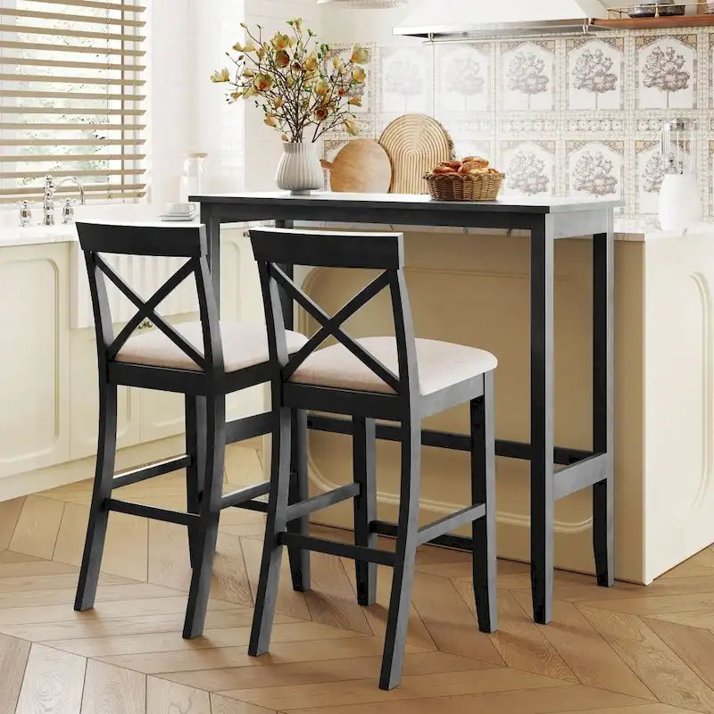 48  Rectangular Wood Bar Height Dining Set with 2 Chairs