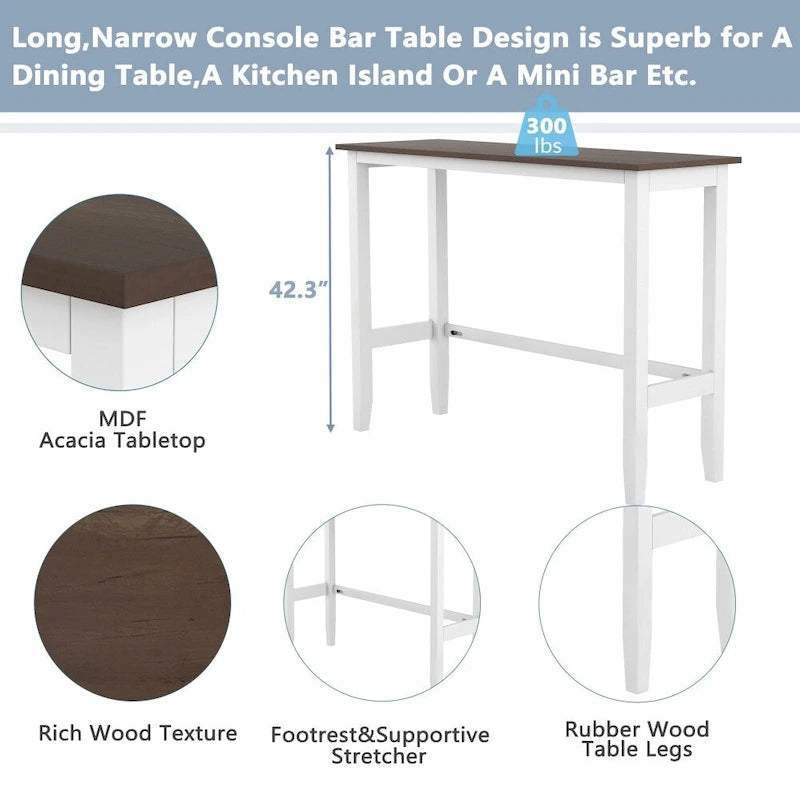 Set da pranzo rettangolare in legno da 48 pollici con 2 sedie