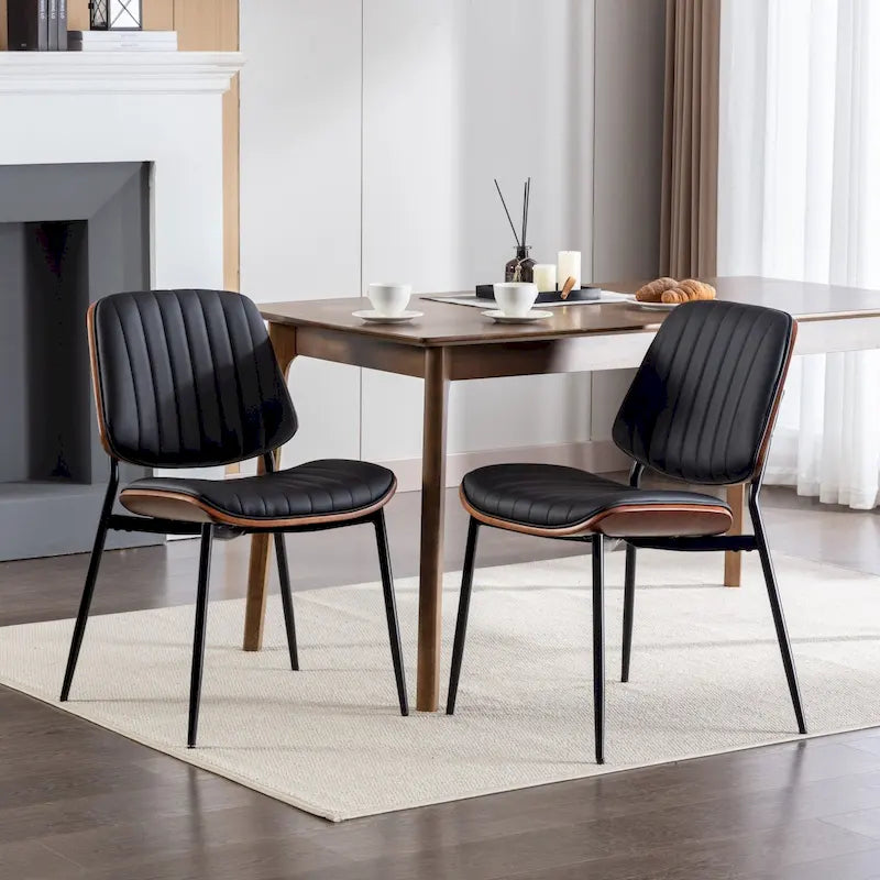 Sedie da pranzo imbottite senza braccioli GDFStudio Mid Century Modern con gambe in metallo