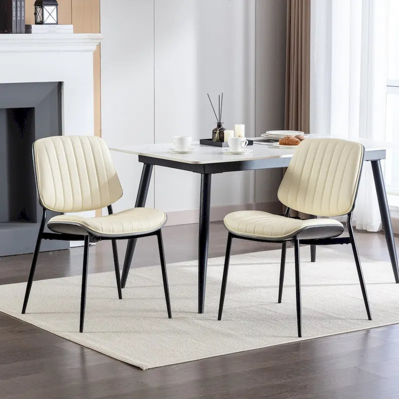 Sedie da pranzo imbottite senza braccioli GDFStudio Mid Century Modern con gambe in metallo