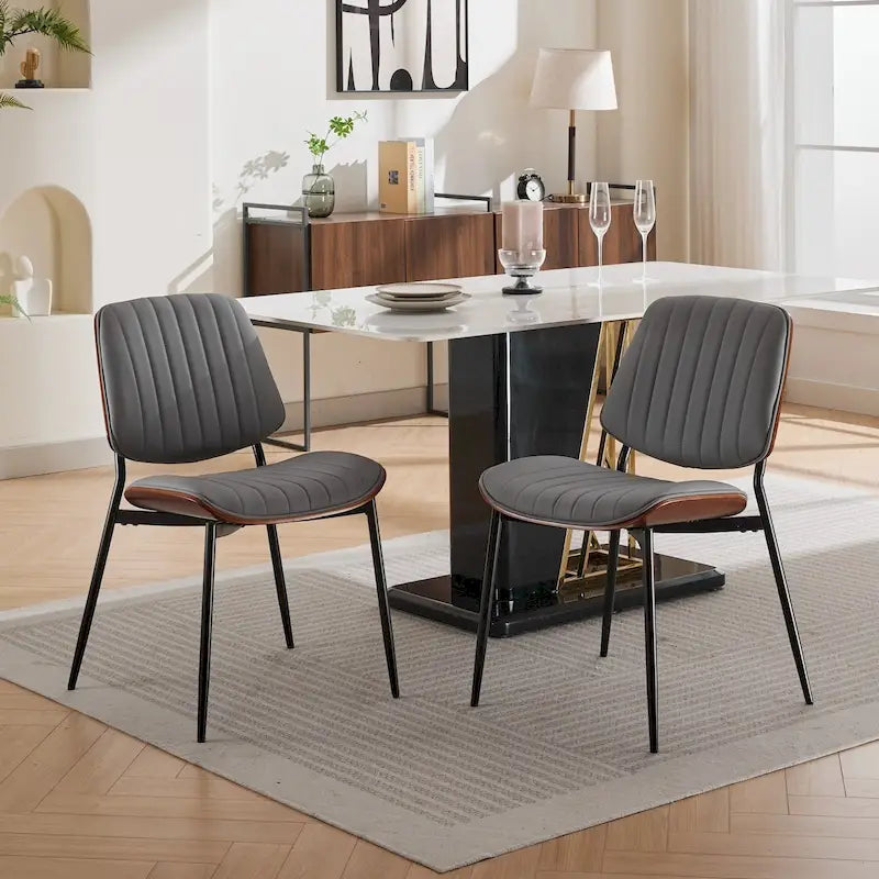 Sedie da pranzo imbottite senza braccioli GDFStudio Mid Century Modern con gambe in metallo