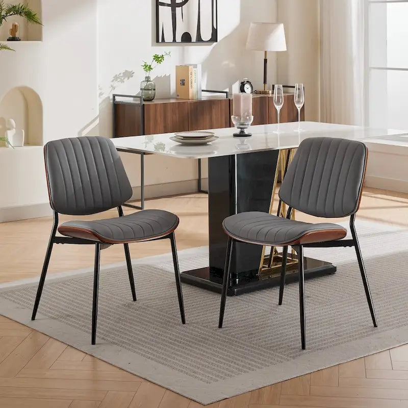 Sedie da pranzo imbottite senza braccioli GDFStudio Mid Century Modern con gambe in metallo