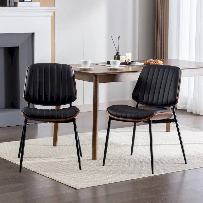 Sedie da pranzo imbottite senza braccioli GDFStudio Mid Century Modern con gambe in metallo