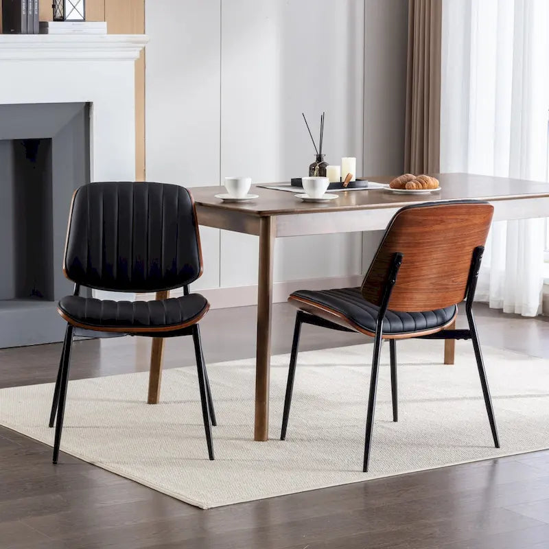Sedie da pranzo imbottite senza braccioli GDFStudio Mid Century Modern con gambe in metallo