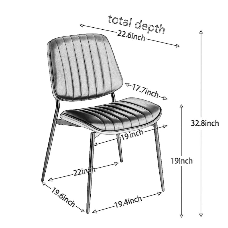 Sedie da pranzo imbottite senza braccioli GDFStudio Mid Century Modern con gambe in metallo