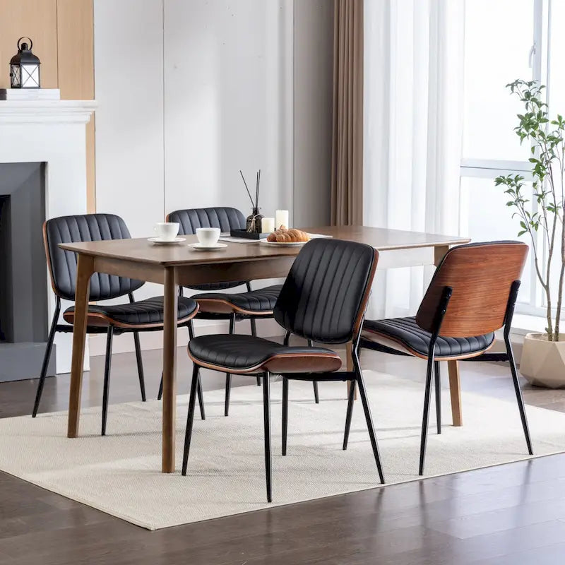 Sedie da pranzo imbottite senza braccioli GDFStudio Mid Century Modern con gambe in metallo
