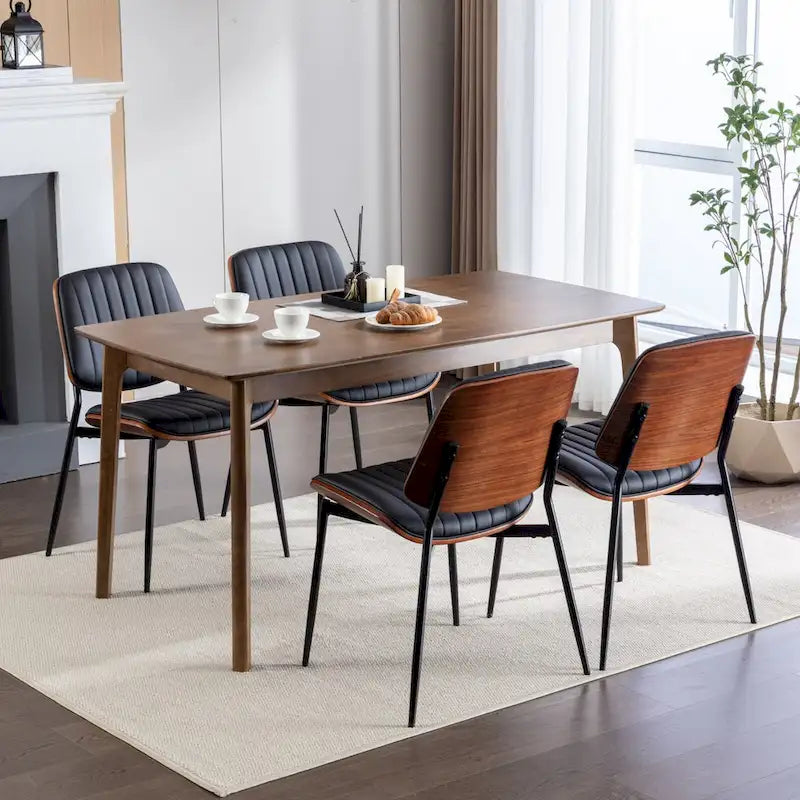 Sedie da pranzo imbottite senza braccioli GDFStudio Mid Century Modern con gambe in metallo