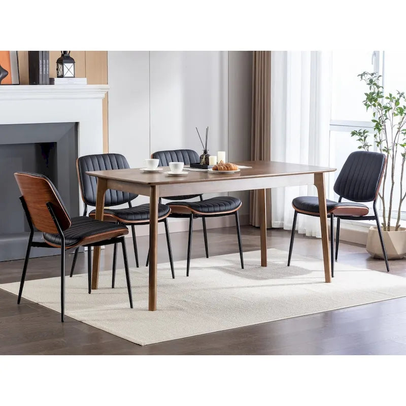 Sedie da pranzo imbottite senza braccioli GDFStudio Mid Century Modern con gambe in metallo