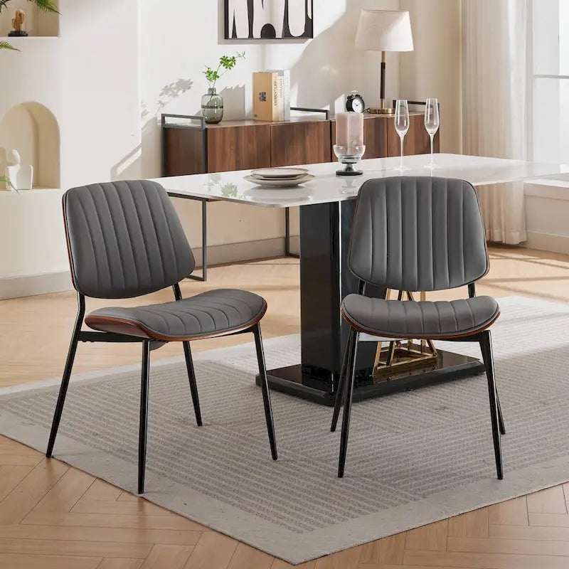 Sedie da pranzo imbottite senza braccioli GDFStudio Mid Century Modern con gambe in metallo