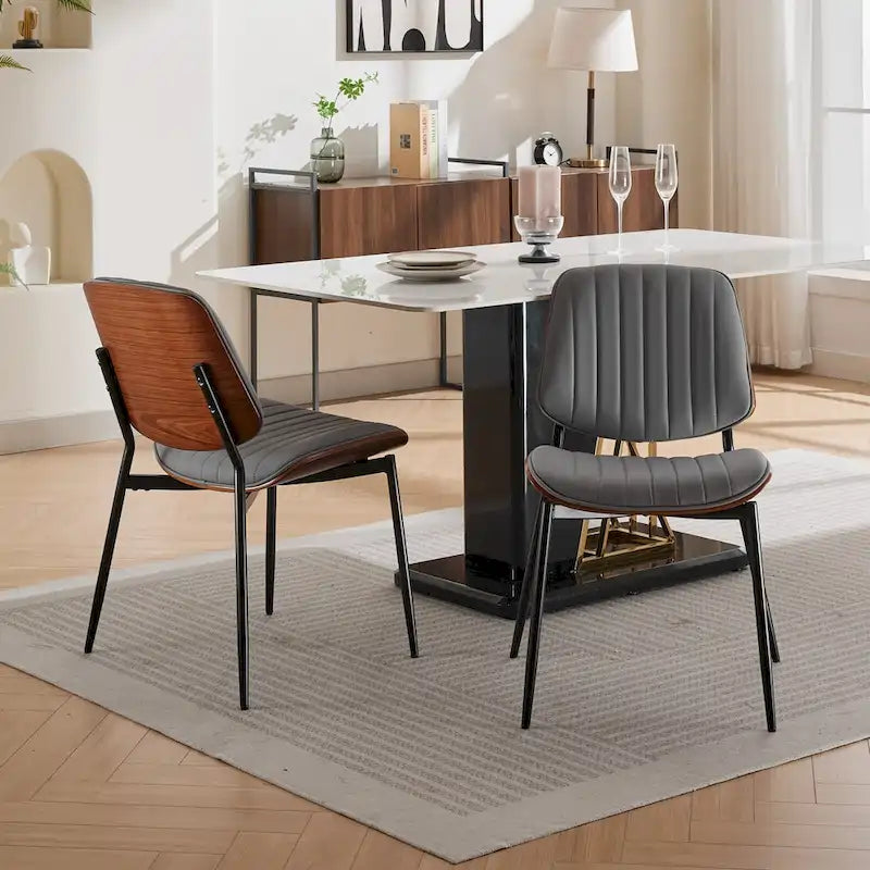 Sedie da pranzo imbottite senza braccioli GDFStudio Mid Century Modern con gambe in metallo