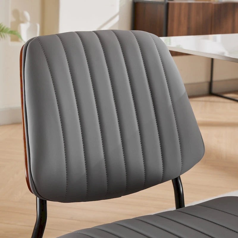 Sedie da pranzo imbottite senza braccioli GDFStudio Mid Century Modern con gambe in metallo