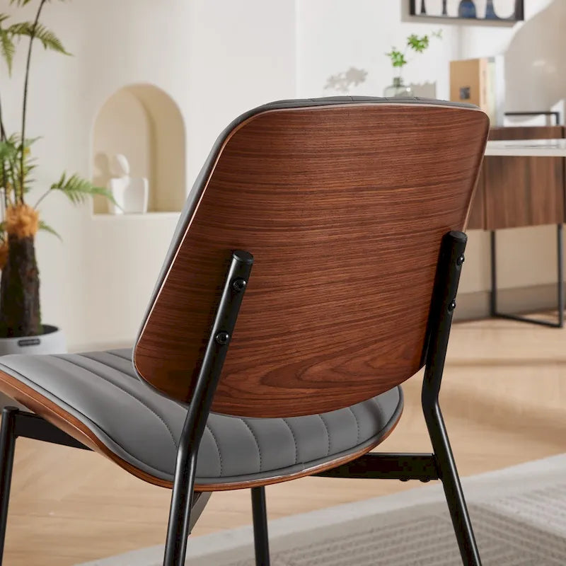 Sedie da pranzo imbottite senza braccioli GDFStudio Mid Century Modern con gambe in metallo