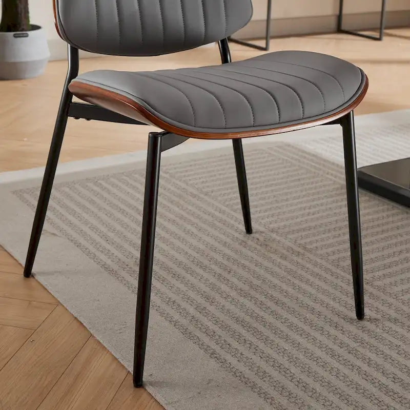 Sedie da pranzo imbottite senza braccioli GDFStudio Mid Century Modern con gambe in metallo