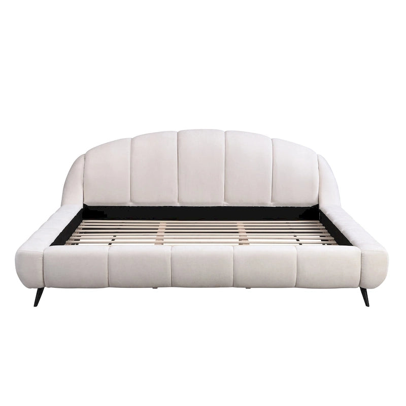 Christopher Knight Home - Letto imbottito Alexander King con testiera a conchiglia e struttura in legno massello