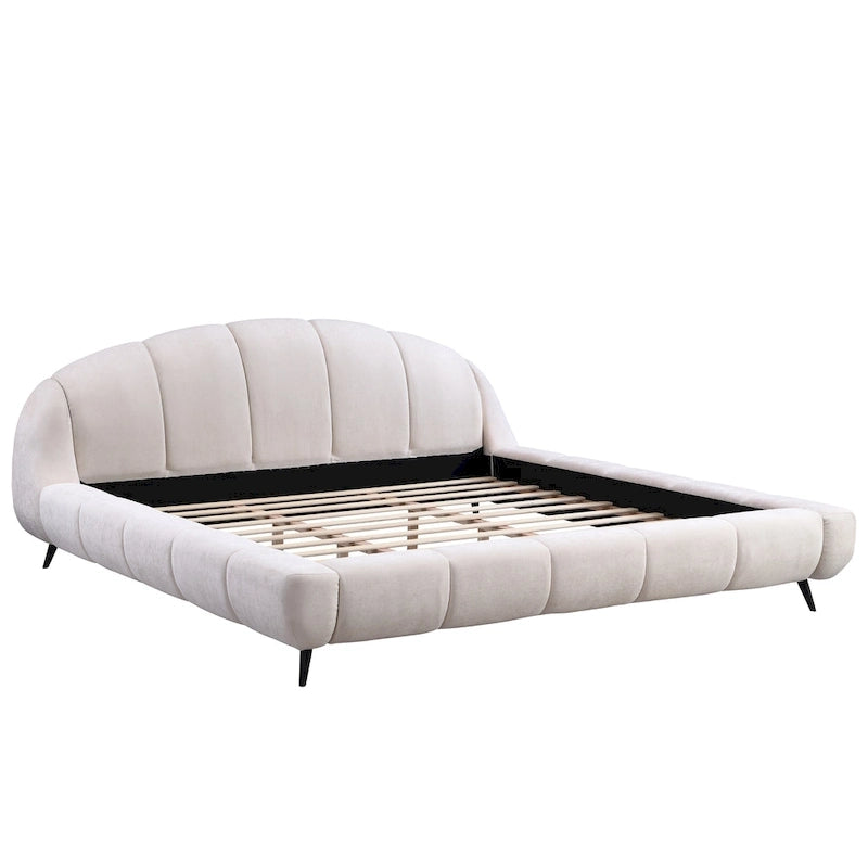 Christopher Knight Home - Letto imbottito Alexander King con testiera a conchiglia e struttura in legno massello