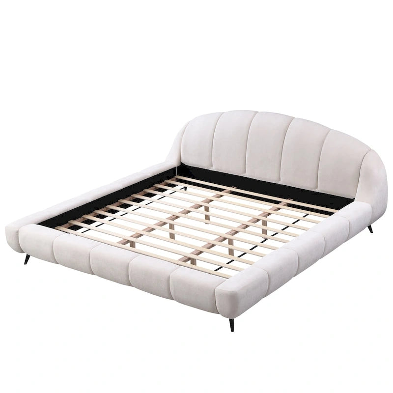 Christopher Knight Home - Letto imbottito Alexander King con testiera a conchiglia e struttura in legno massello