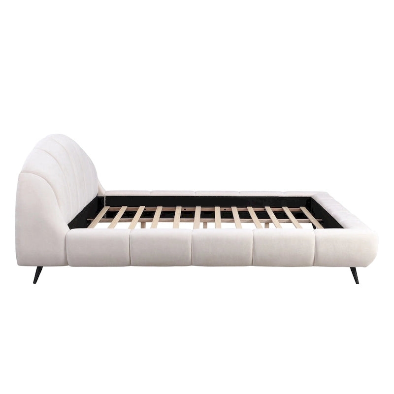 Christopher Knight Home - Letto imbottito Alexander King con testiera a conchiglia e struttura in legno massello