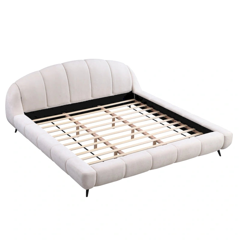 Christopher Knight Home - Letto imbottito Alexander King con testiera a conchiglia e struttura in legno massello