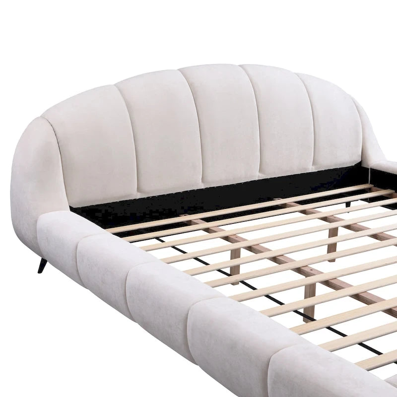 Christopher Knight Home - Letto imbottito Alexander King con testiera a conchiglia e struttura in legno massello