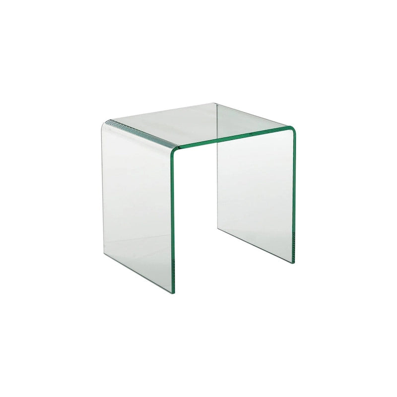 Tavolino HomeRoots 21 in vetro trasparente con bordo arrotondato - 18' X '21' X '18