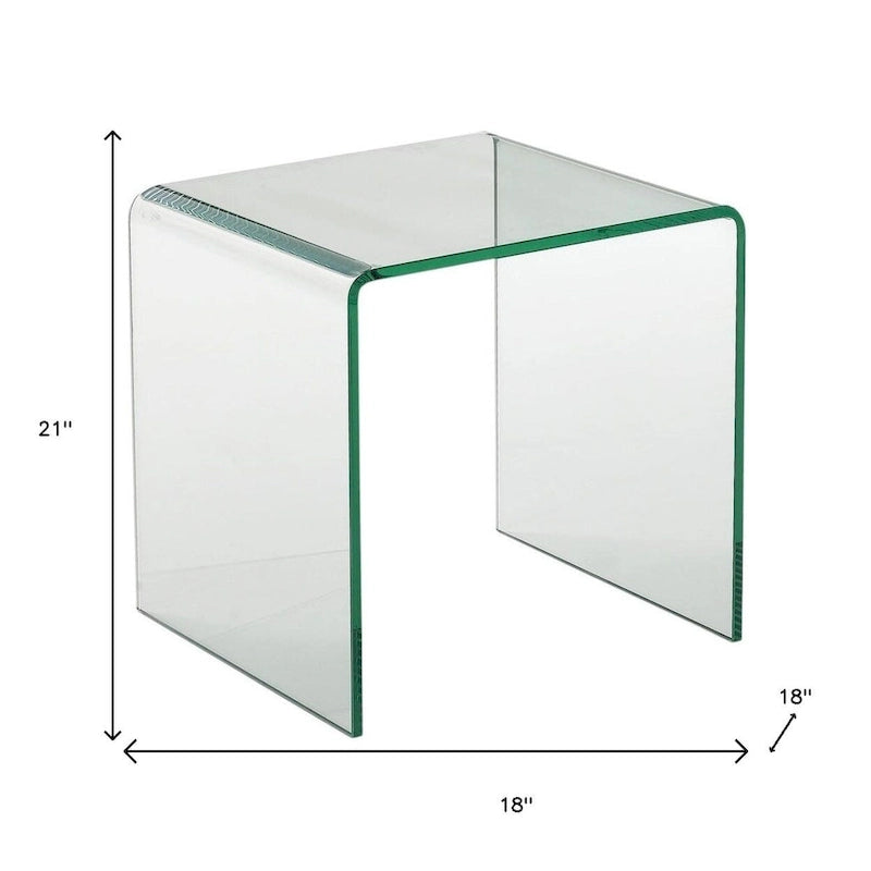 Tavolino HomeRoots 21 in vetro trasparente con bordo arrotondato - 18' X '21' X '18