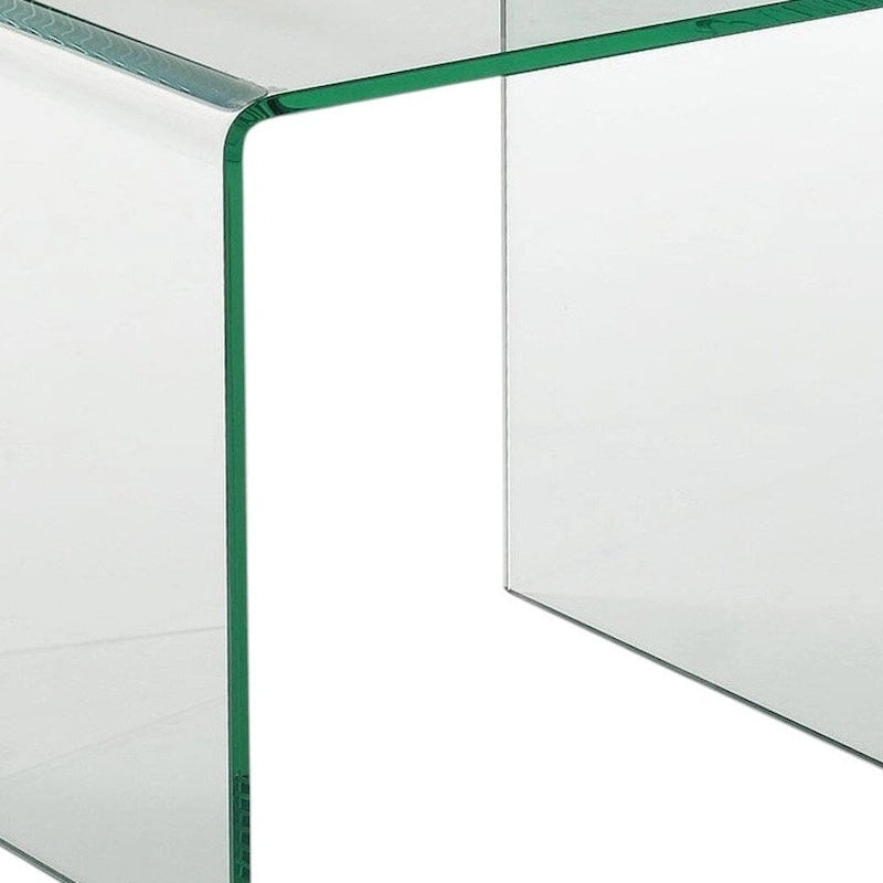 Tavolino HomeRoots 21 in vetro trasparente con bordo arrotondato - 18' X '21' X '18