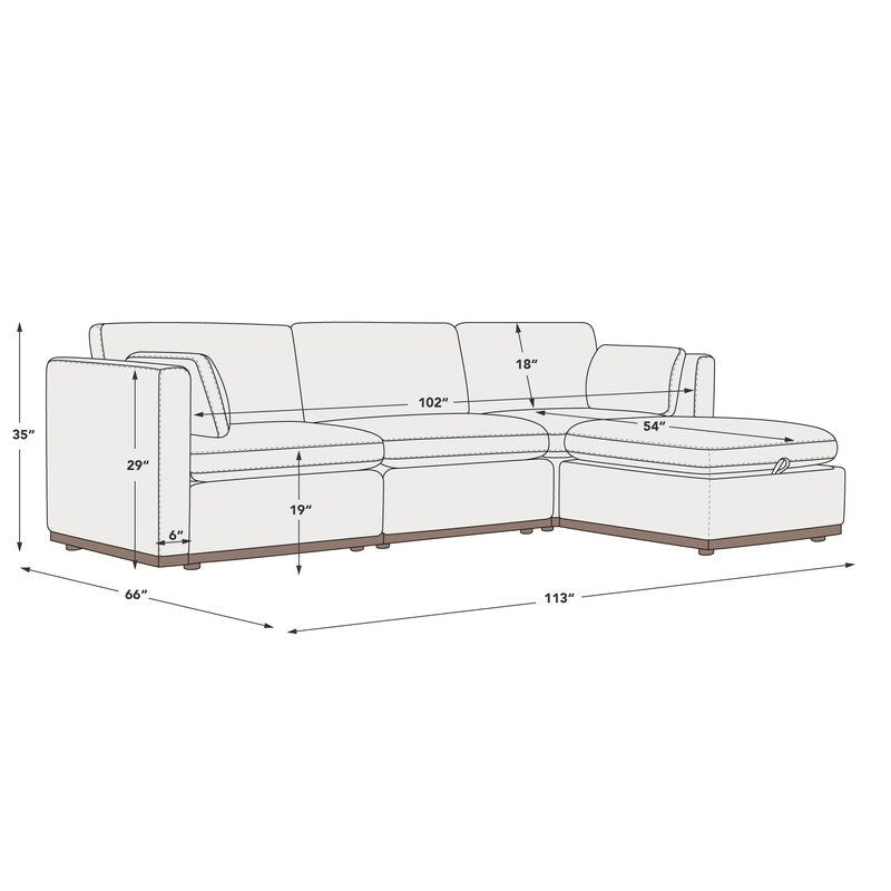 Divano componibile modulare oversize Mia a forma di L in tessuto con base in legno migliorata