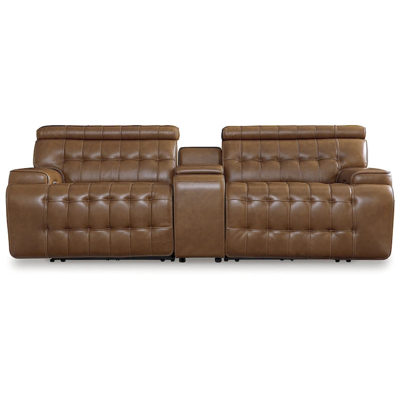 Divano componibile reclinabile elettricamente Signature Design by Ashley Tempton Brown a 3 pezzi con consolle - 100 L x 44 P x 34 A