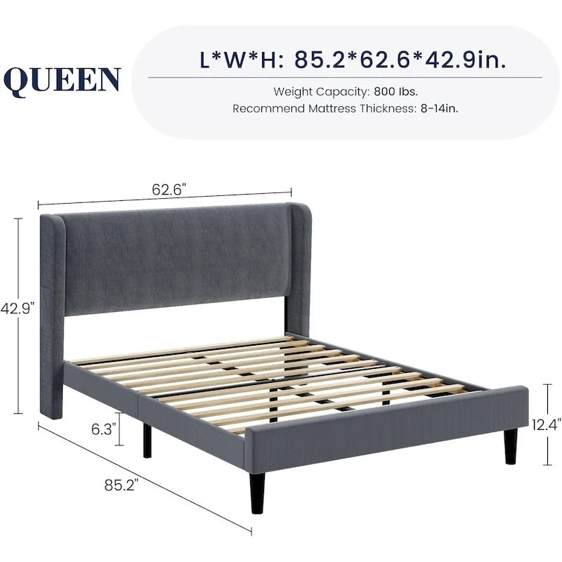 Struttura letto in legno con testiera imbottita