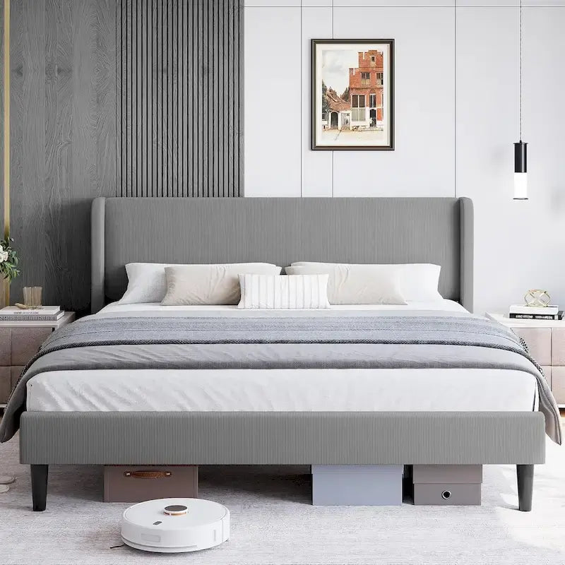 Struttura letto in legno con testiera imbottita