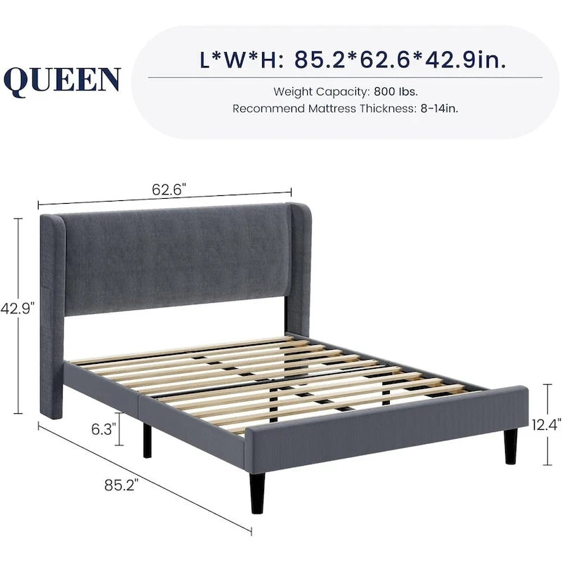 Struttura letto in legno con testiera imbottita