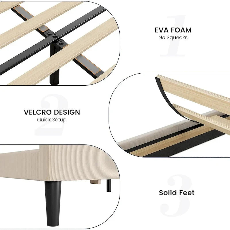 Struttura letto in legno con testiera imbottita