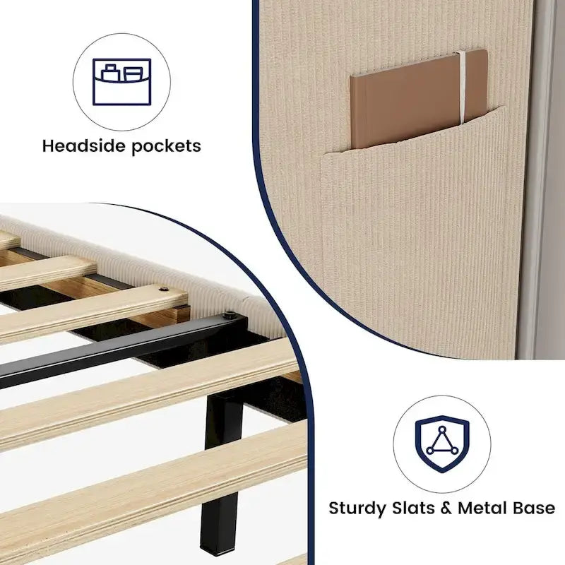Struttura letto in legno con testiera imbottita