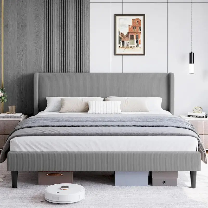 Struttura letto in legno con testiera imbottita
