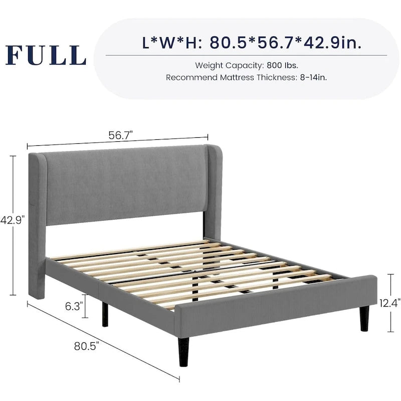 Struttura letto in legno con testiera imbottita