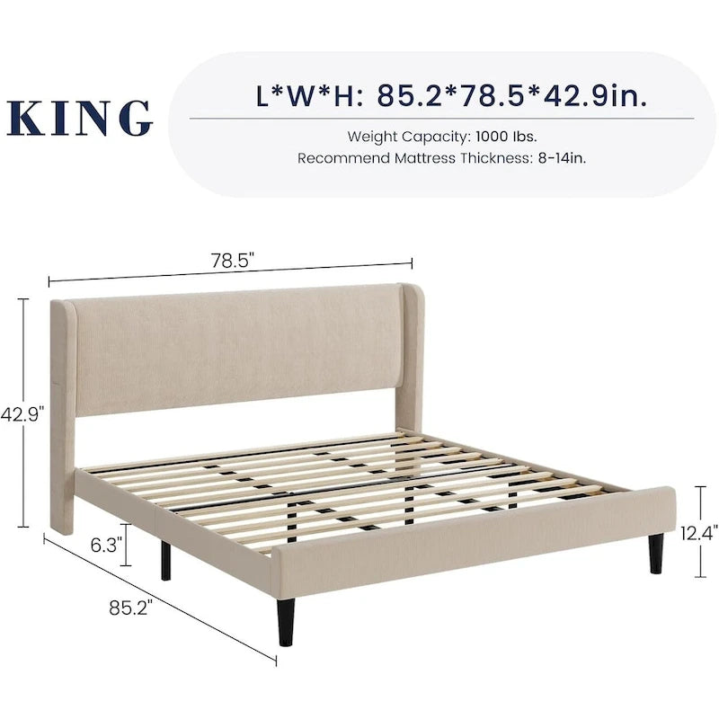 Struttura letto in legno con testiera imbottita